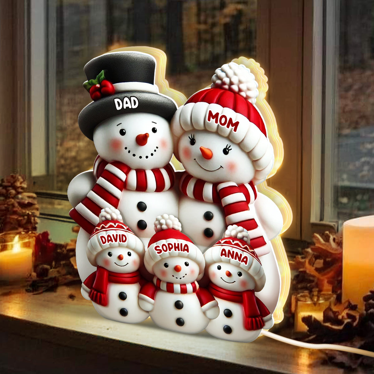 Cute Snowman 2D Flat Printed - Personalized Light Box - Christmas Decor For Family, Grandma, Grandpa
