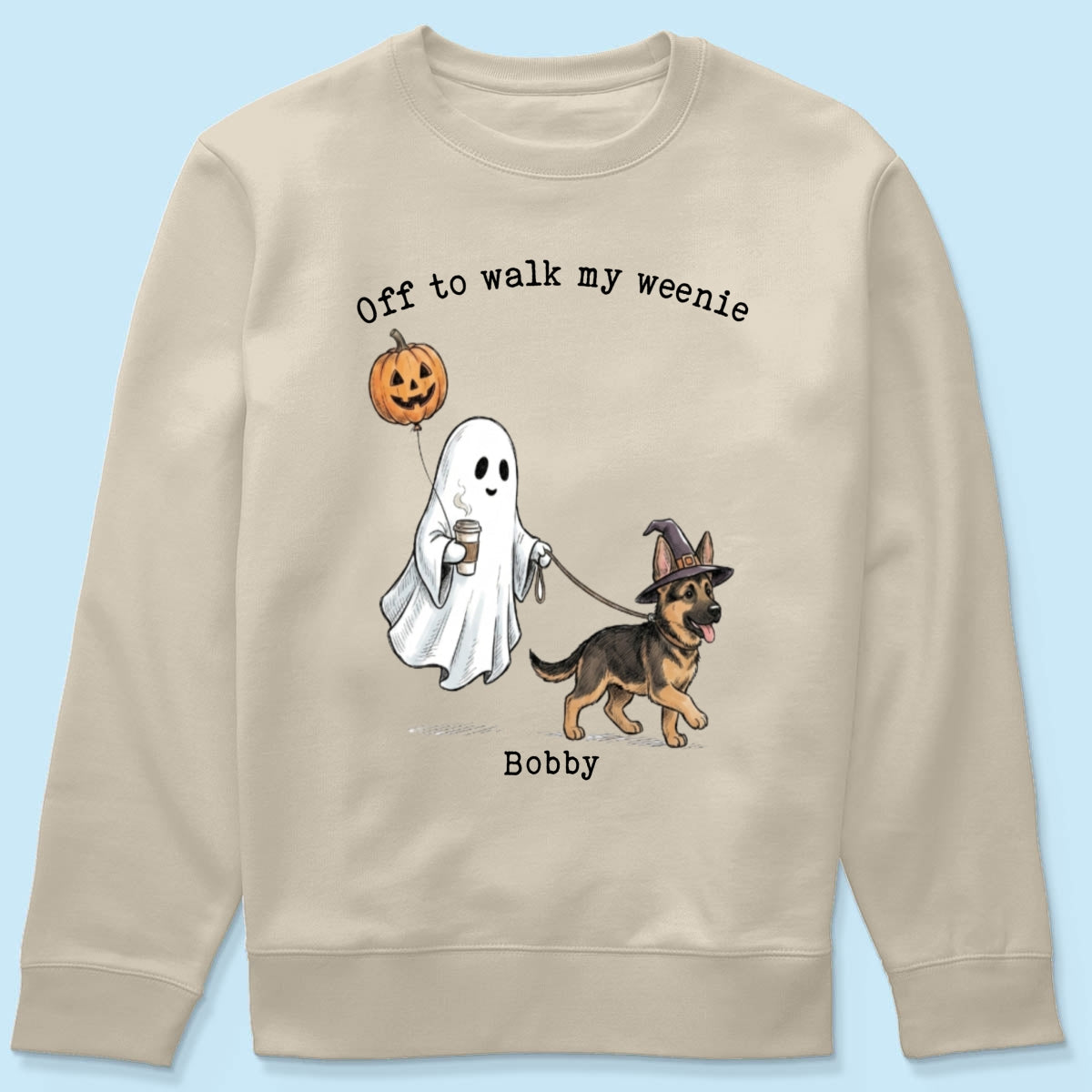 Off to Walk My Dog - Personalized Shirt - Halloween Spooky Ghost Trendy Tee for Dog Moms, Dog Dads