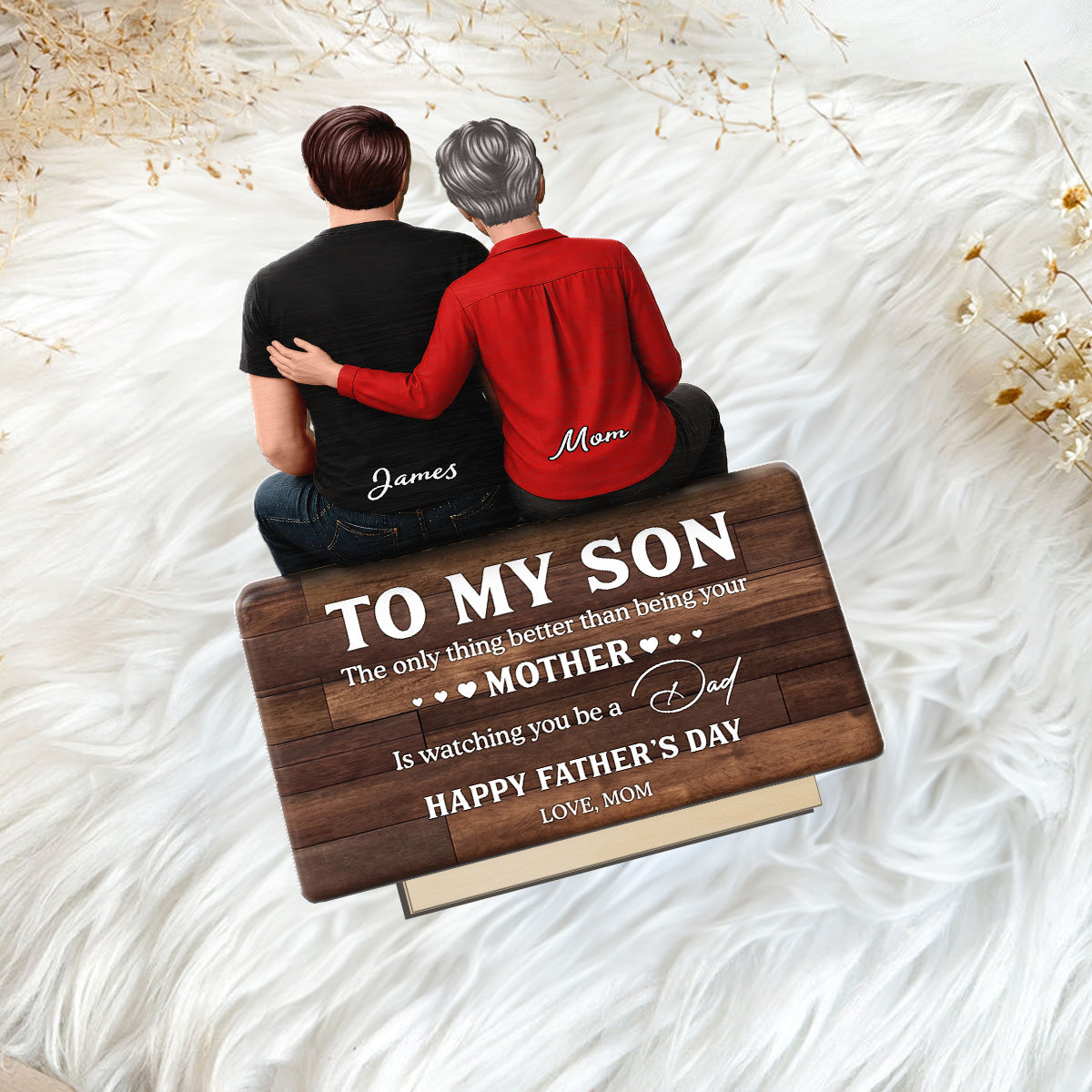 To My Son Happy  2D Flat - Personalized Wooden Plaque - Heartfelt  Gift For Son