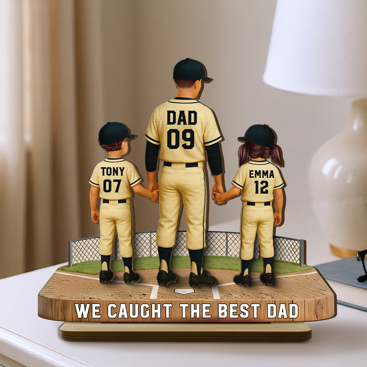 Daddy's Baseball Dream Team - Personalized 2-Layered Wooden Plaque -  Gift For Baseball Dad