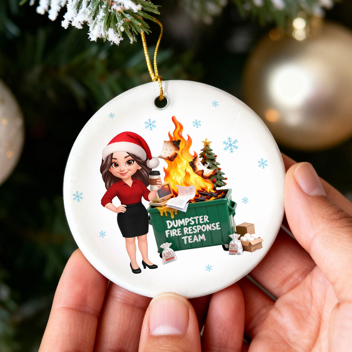 Dumpster Fire Putter-Outer Definition - Personalized Ceramic Ornament - Funny Gift For Coworkers, Boss, Supervisor