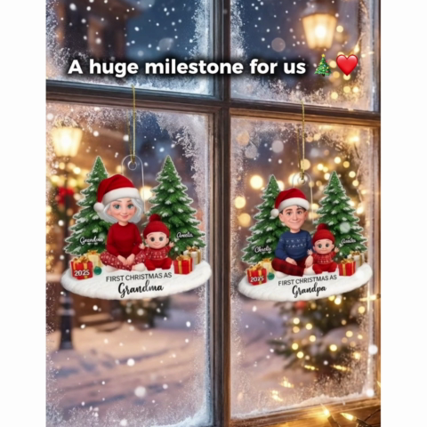 First Christmas With New Baby – Personalized Acrylic Ornament - Chritsmas Gift for Grandparent, Dad Mom, Big Sister, Big Brother