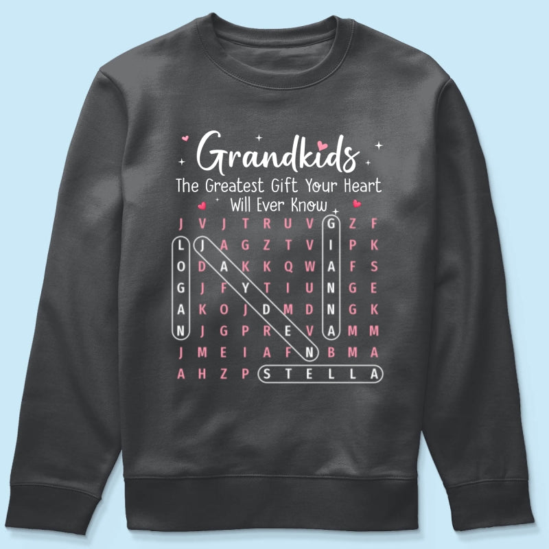 The Greatest Gift You Ever Know Word Search Puzzle Art - Personalized Shirt - Gift For Grandma