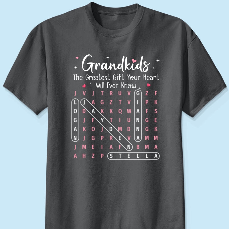 The Greatest Gift You Ever Know Word Search Puzzle Art - Personalized Shirt - Gift For Grandma