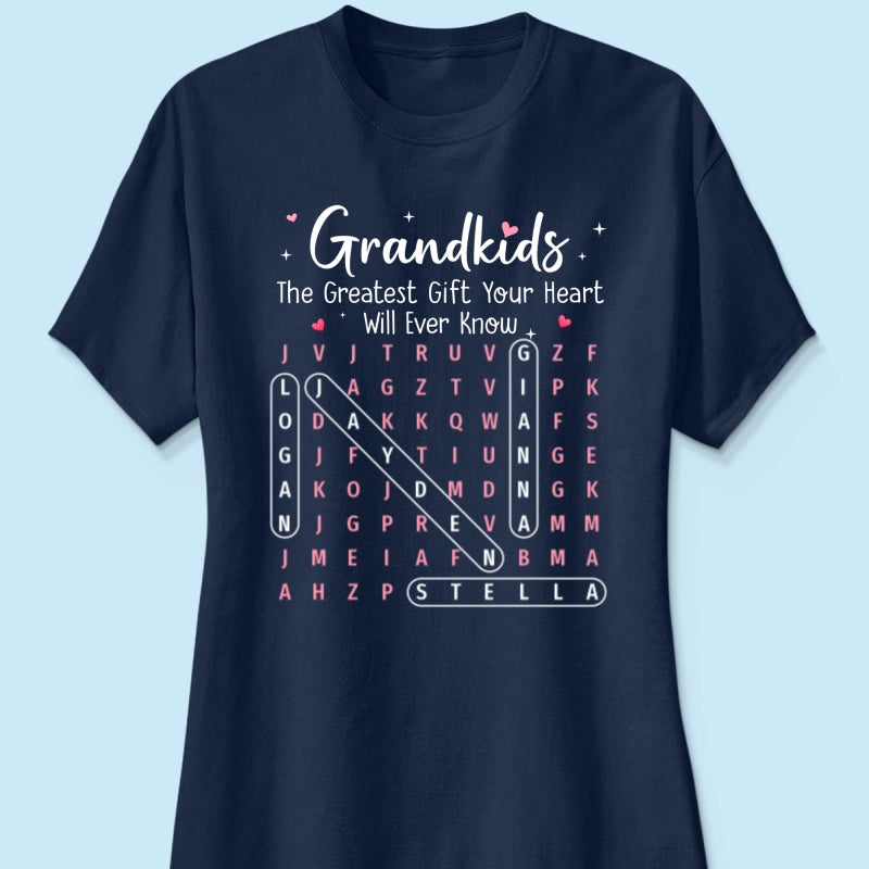 The Greatest Gift You Ever Know Word Search Puzzle Art - Personalized Shirt - Gift For Grandma