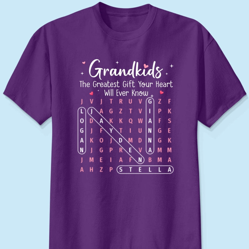 The Greatest Gift You Ever Know Word Search Puzzle Art - Personalized Shirt - Gift For Grandma