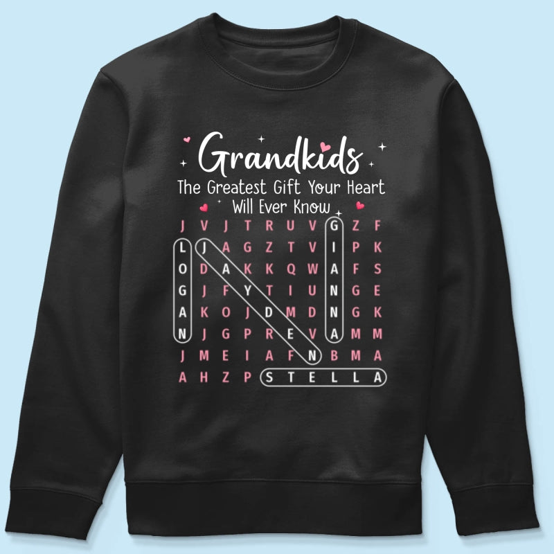 The Greatest Gift You Ever Know Word Search Puzzle Art - Personalized Shirt - Gift For Grandma