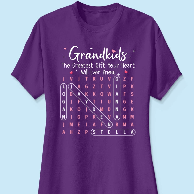 The Greatest Gift You Ever Know Word Search Puzzle Art - Personalized Shirt - Gift For Grandma