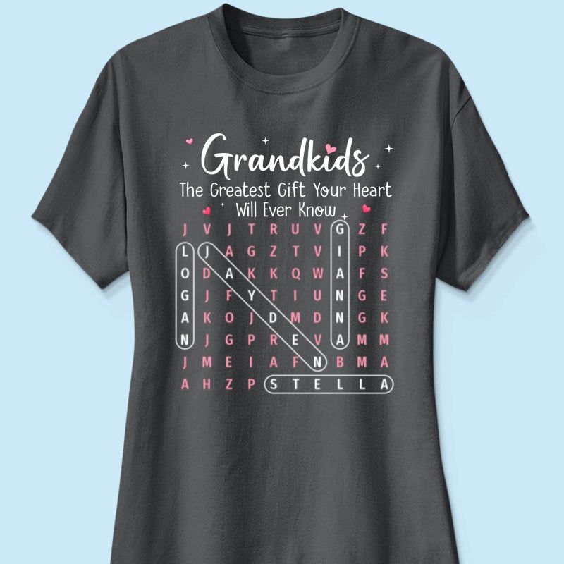The Greatest Gift You Ever Know Word Search Puzzle Art - Personalized Shirt - Gift For Grandma