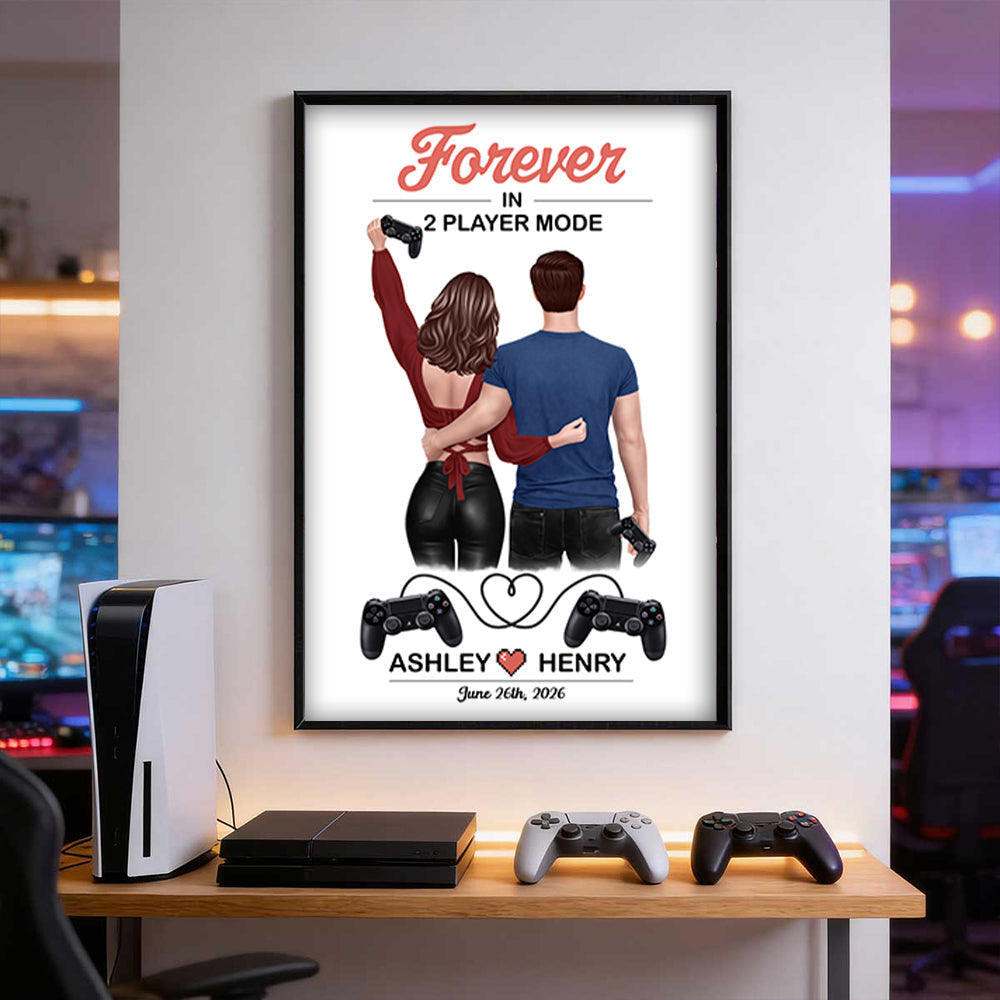 Forever in 2 Player Mode - Personalized Poster - Custom Gaming Gift for him, for her