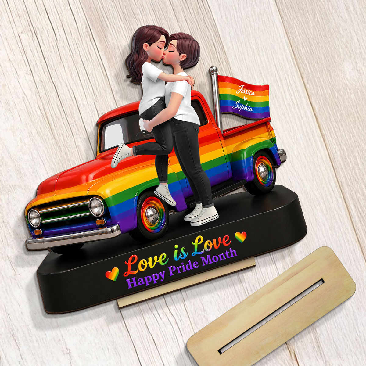 LGBT+ Couple Forever Love Wins - Personalized 2-Layered Wooden Plaque - Gift For Couple, Happy Pride Month