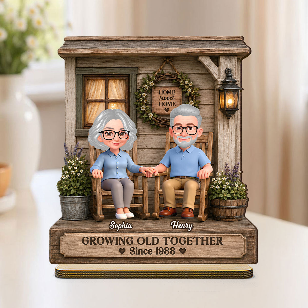Eternal Love Couple Growing Old Together - Personalized 2-Layered Wooden Plaque - Anniversary Gift For Couple