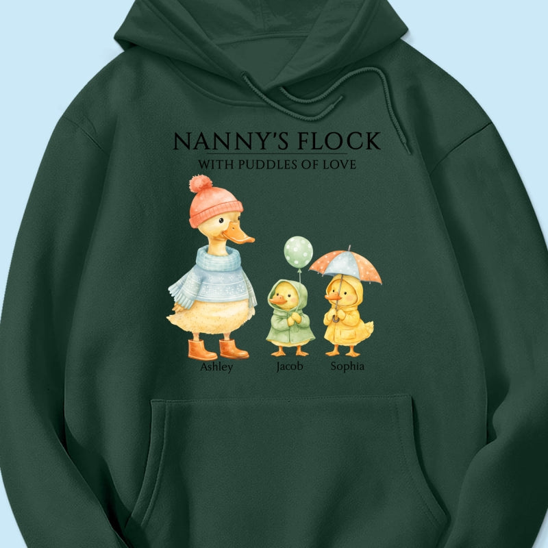 Nanny's Flock with Puddles of Love - Personalised Shirt - Gift for Grandma