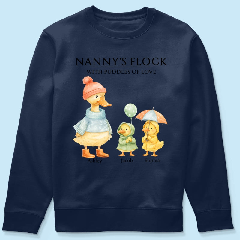 Nanny's Flock with Puddles of Love - Personalised Shirt - Gift for Grandma