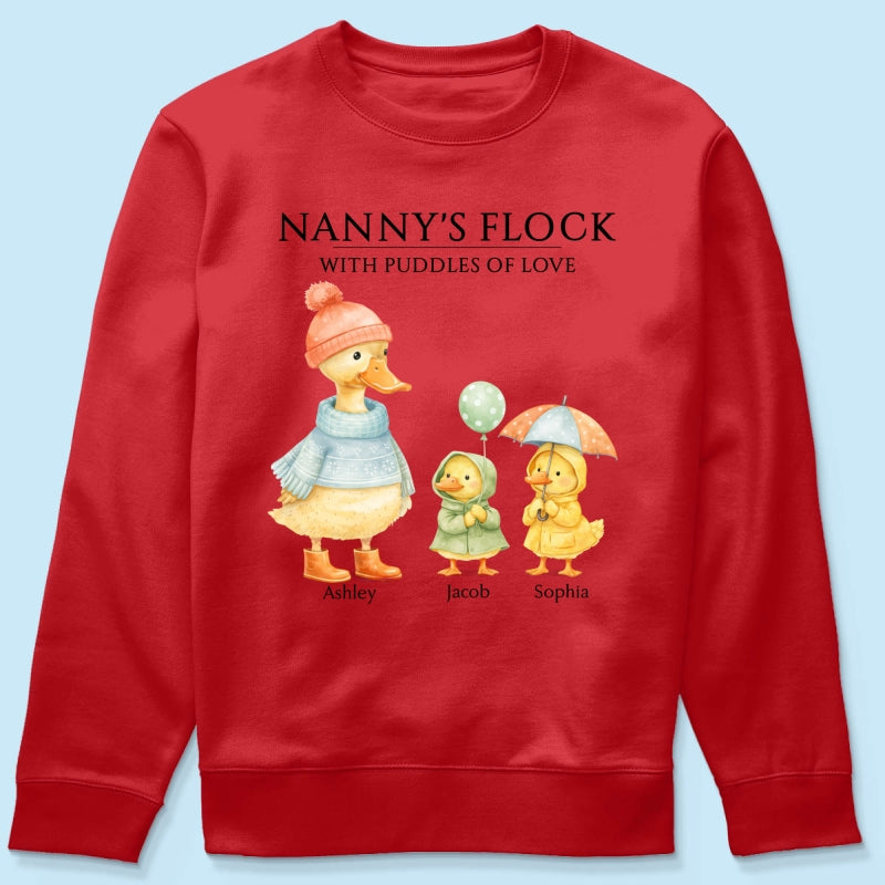 Nanny's Flock with Puddles of Love - Personalised Shirt - Gift for Grandma