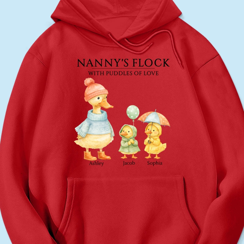 Nanny's Flock with Puddles of Love - Personalised Shirt - Gift for Grandma