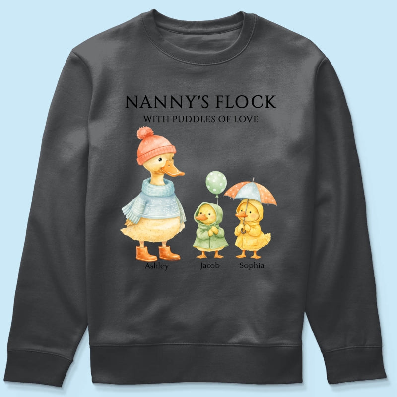 Nanny's Flock with Puddles of Love - Personalised Shirt - Gift for Grandma