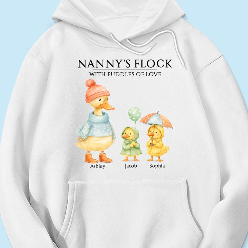 Nanny's Flock with Puddles of Love - Personalised Shirt - Gift for Grandma