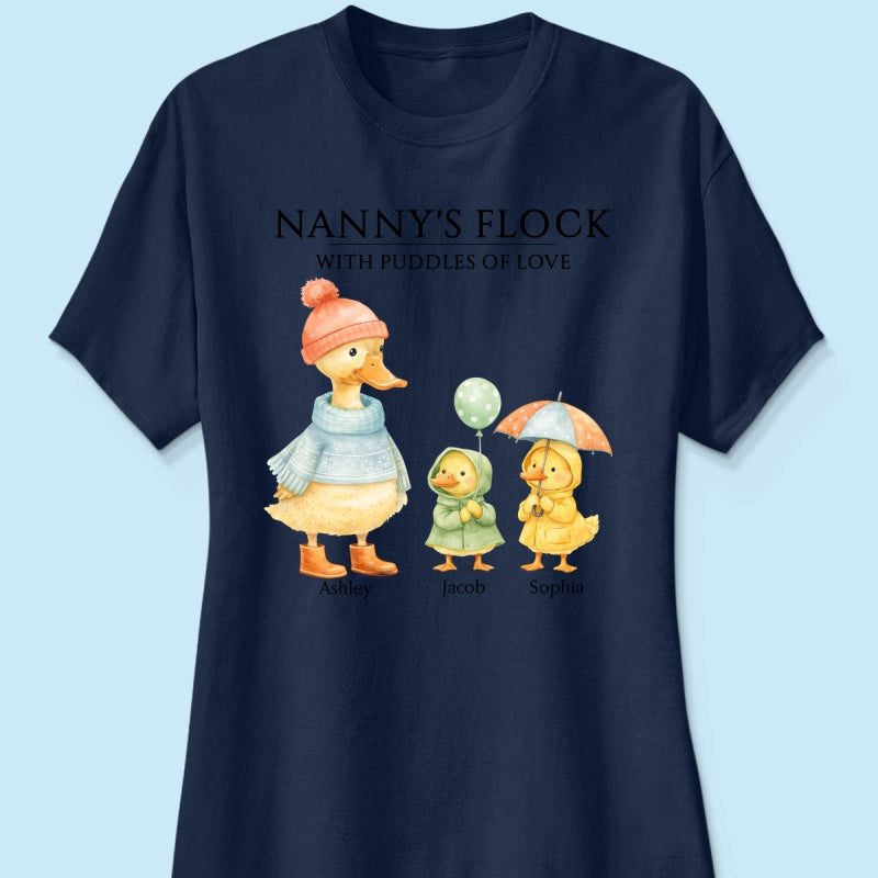 Nanny's Flock with Puddles of Love - Personalised Shirt - Gift for Grandma