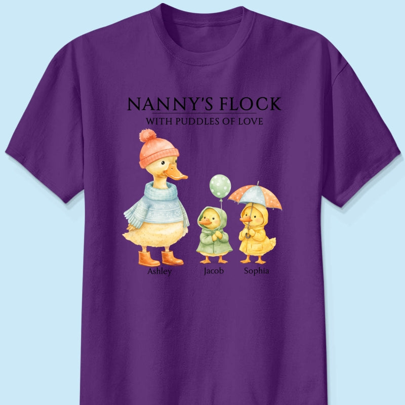 Nanny's Flock with Puddles of Love - Personalised Shirt - Gift for Grandma