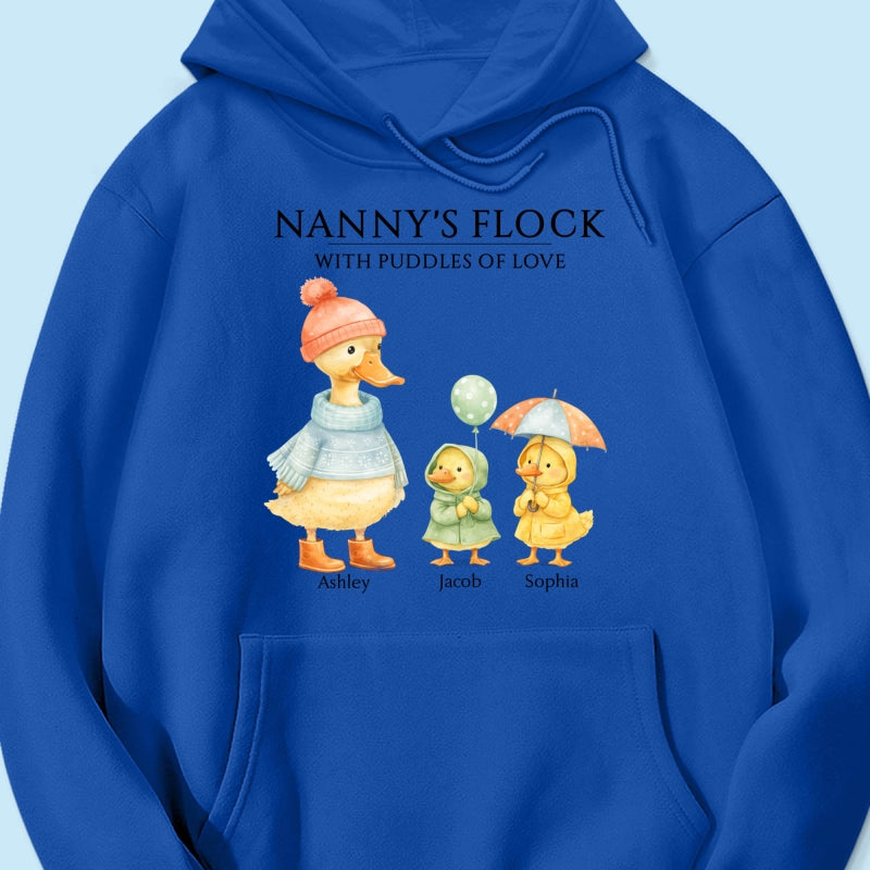 Nanny's Flock with Puddles of Love - Personalised Shirt - Gift for Grandma