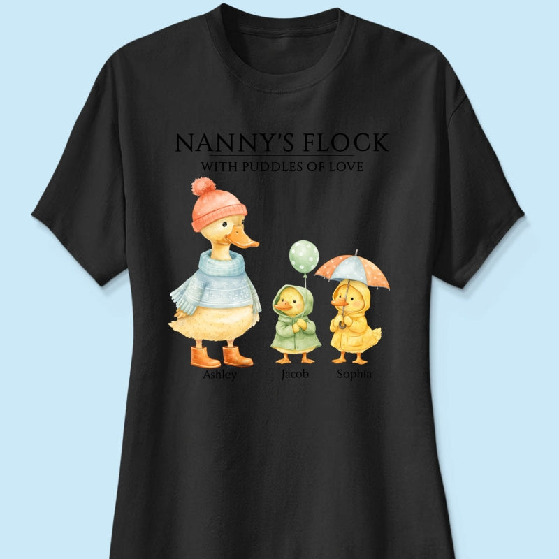 Nanny's Flock with Puddles of Love - Personalised Shirt - Gift for Grandma