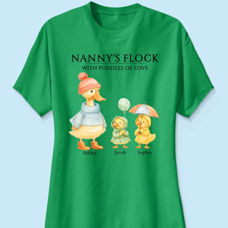 Nanny's Flock with Puddles of Love - Personalised Shirt - Gift for Grandma