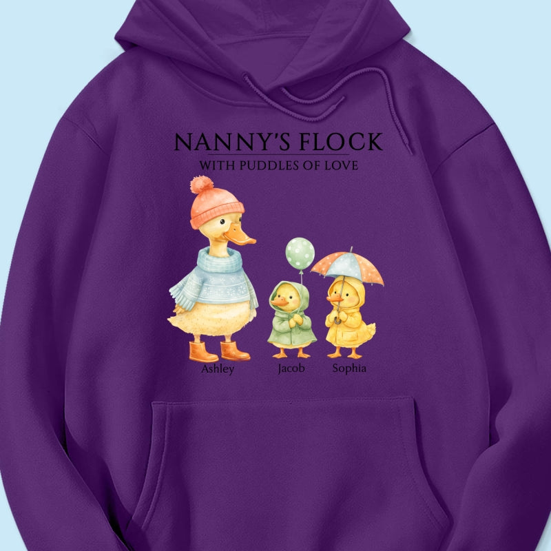 Nanny's Flock with Puddles of Love - Personalised Shirt - Gift for Grandma
