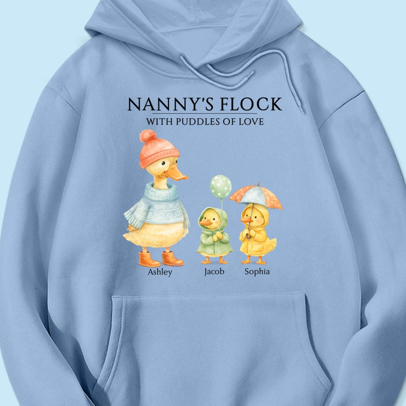 Nanny's Flock with Puddles of Love - Personalised Shirt - Gift for Grandma