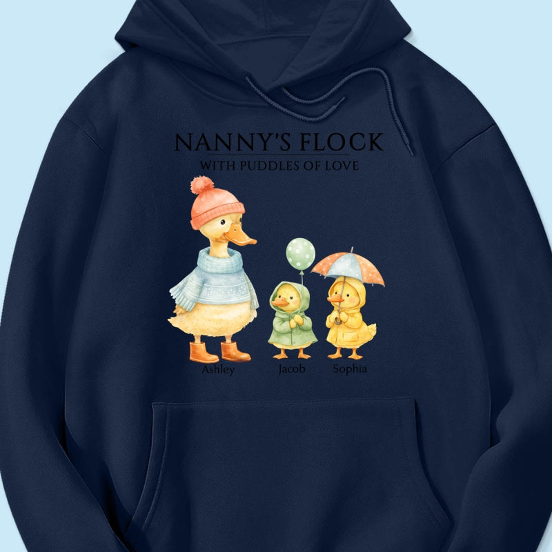 Nanny's Flock with Puddles of Love - Personalised Shirt - Gift for Grandma