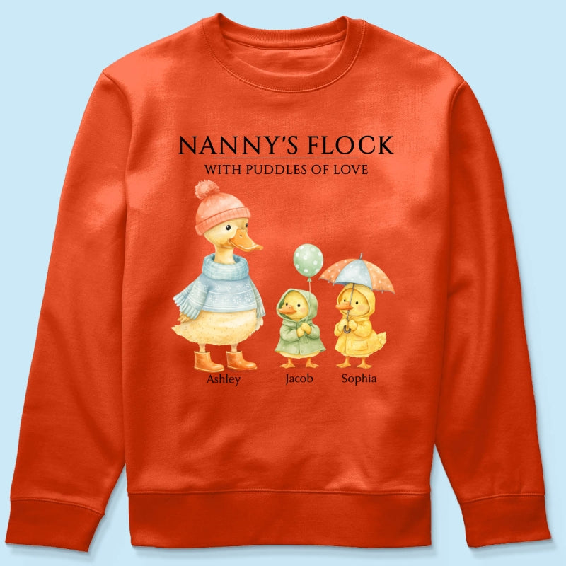 Nanny's Flock with Puddles of Love - Personalised Shirt - Gift for Grandma
