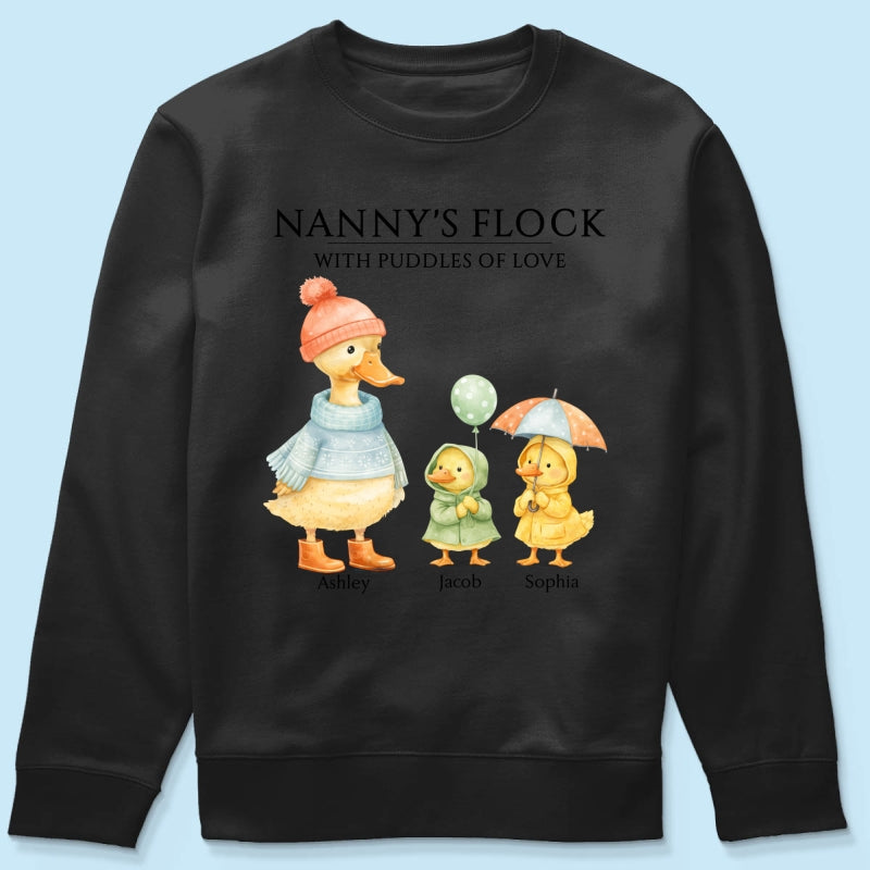 Nanny's Flock with Puddles of Love - Personalised Shirt - Gift for Grandma