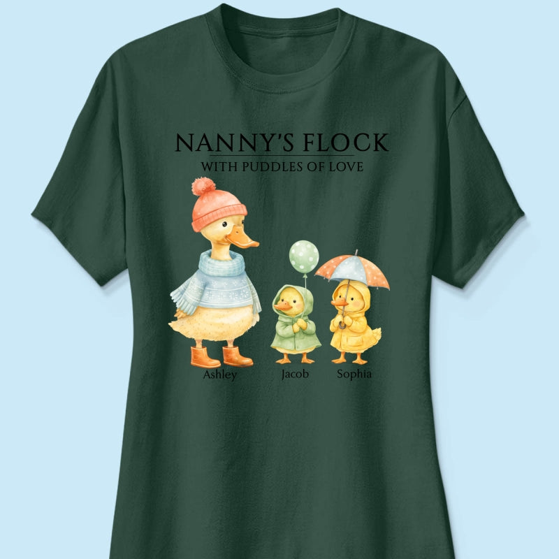 Nanny's Flock with Puddles of Love - Personalised Shirt - Gift for Grandma