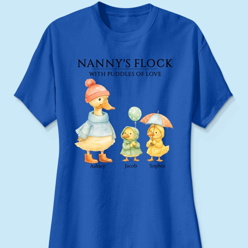 Nanny's Flock with Puddles of Love - Personalised Shirt - Gift for Grandma