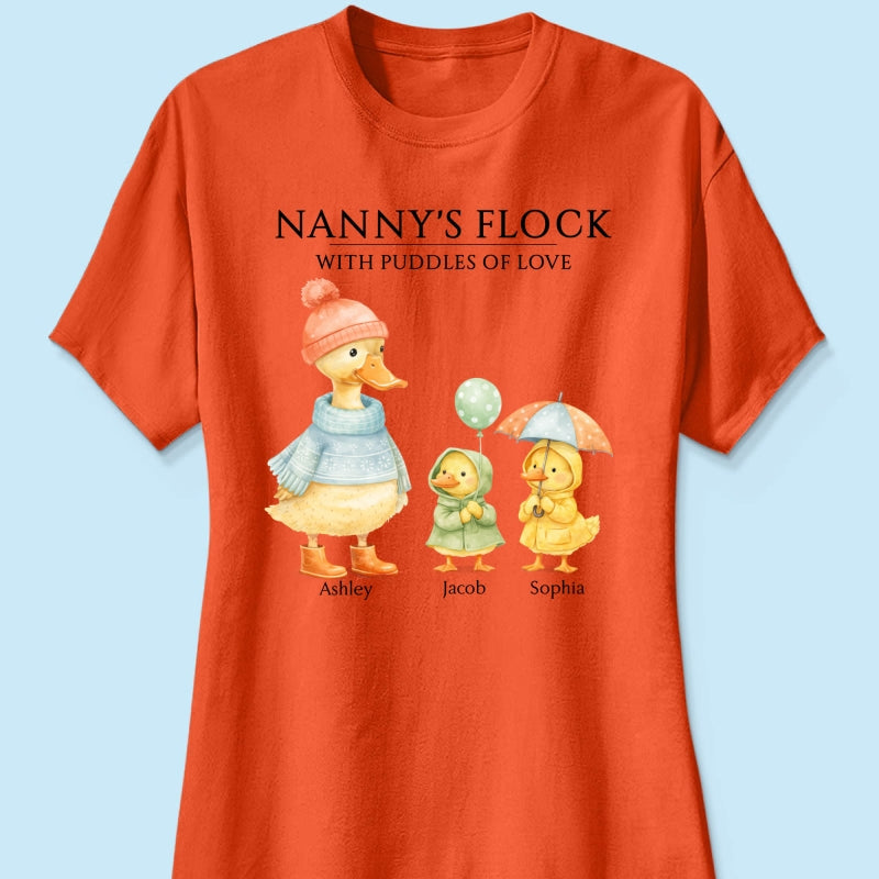 Nanny's Flock with Puddles of Love - Personalised Shirt - Gift for Grandma