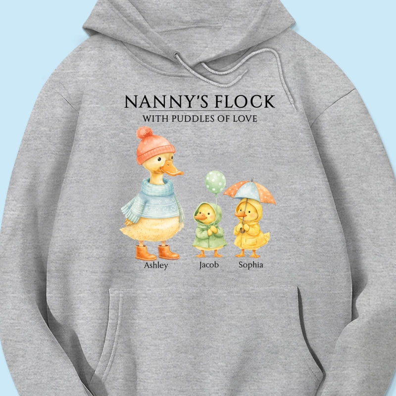 Nanny's Flock with Puddles of Love - Personalised Shirt - Gift for Grandma