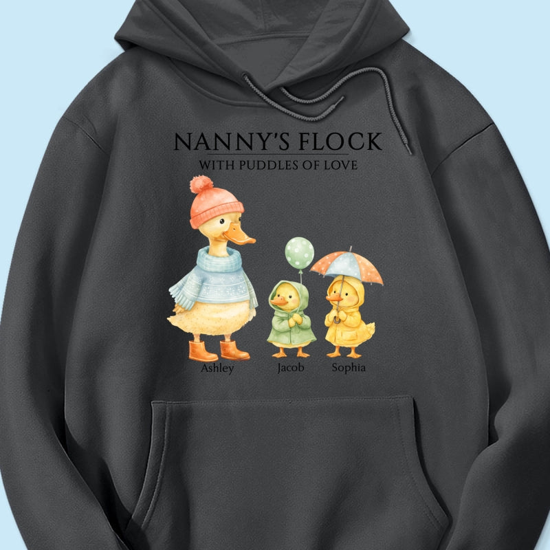 Nanny's Flock with Puddles of Love - Personalised Shirt - Gift for Grandma