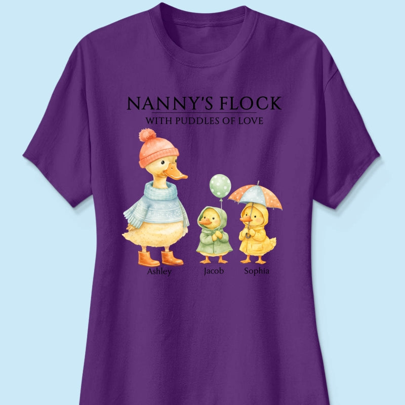 Nanny's Flock with Puddles of Love - Personalised Shirt - Gift for Grandma