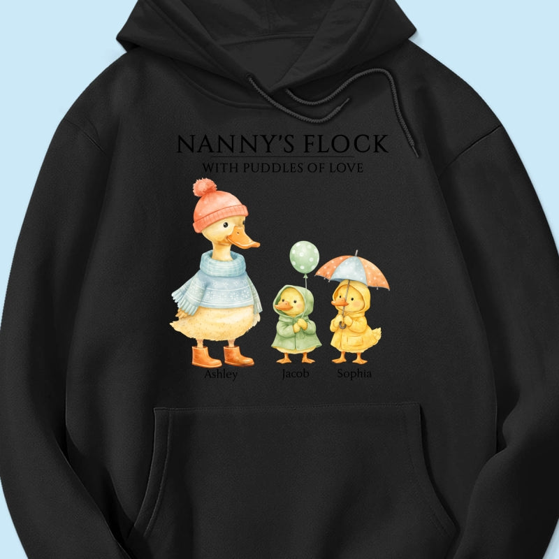 Nanny's Flock with Puddles of Love - Personalised Shirt - Gift for Grandma