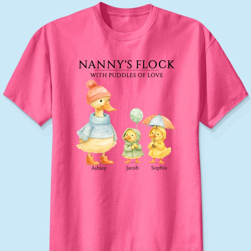 Nanny's Flock with Puddles of Love - Personalised Shirt - Gift for Grandma