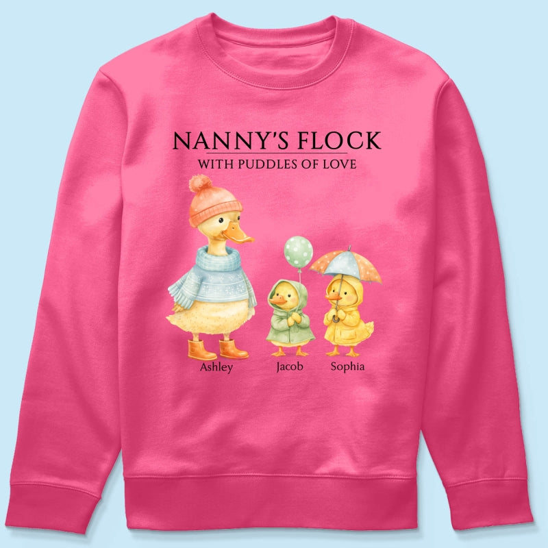 Nanny's Flock with Puddles of Love - Personalised Shirt - Gift for Grandma