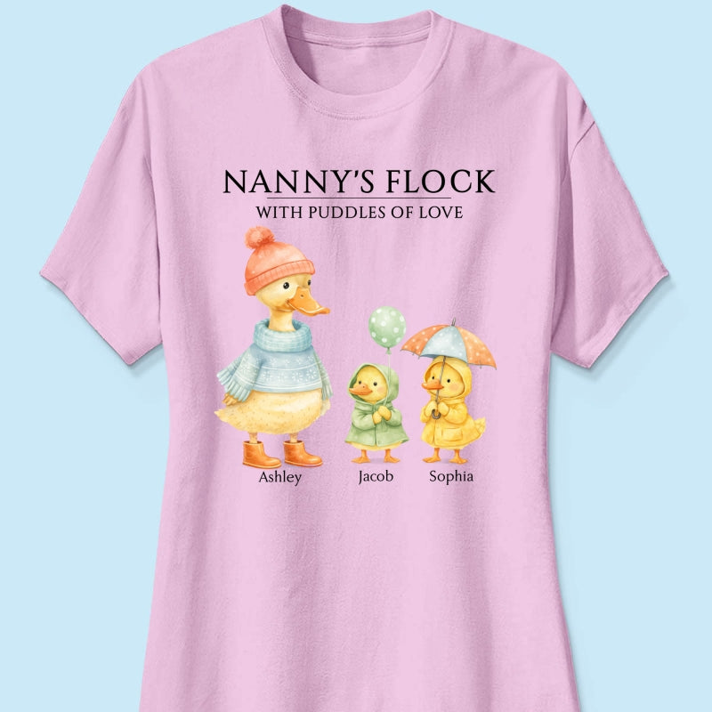 Nanny's Flock with Puddles of Love - Personalised Shirt - Gift for Grandma