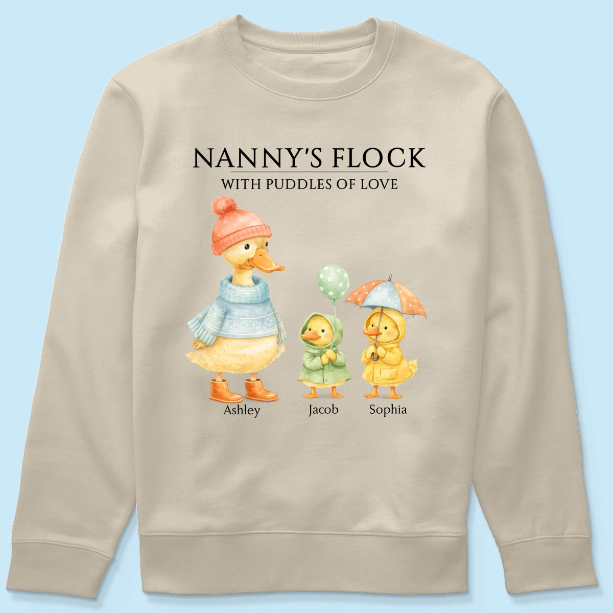Nanny's Flock with Puddles of Love - Personalised Shirt - Gift for Grandma