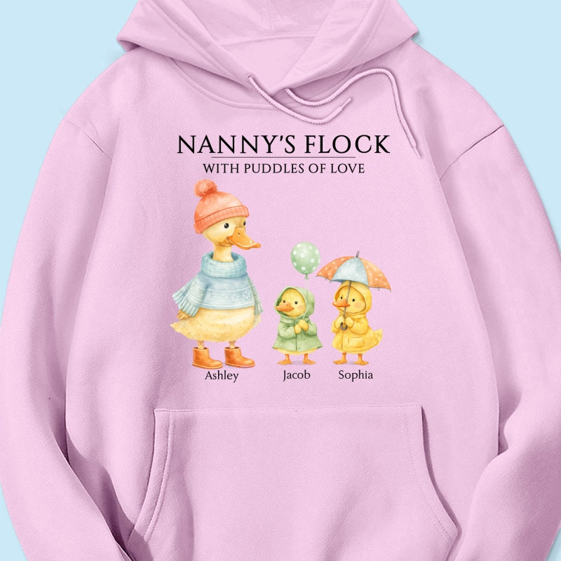 Nanny's Flock with Puddles of Love - Personalised Shirt - Gift for Grandma