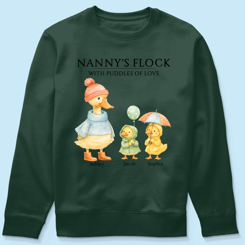 Nanny's Flock with Puddles of Love - Personalised Shirt - Gift for Grandma
