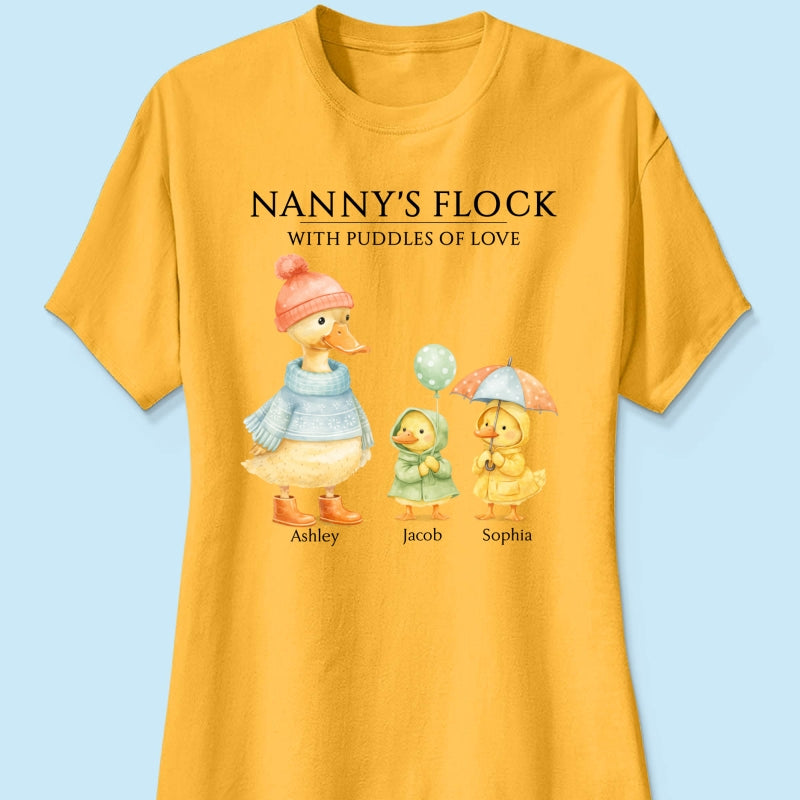 Nanny's Flock with Puddles of Love - Personalised Shirt - Gift for Grandma