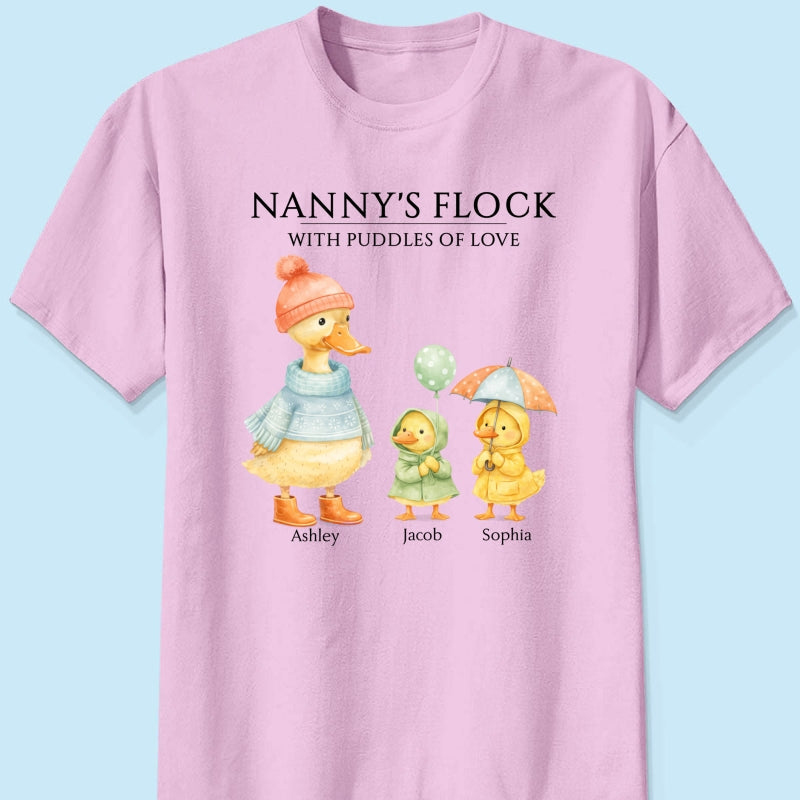 Nanny's Flock with Puddles of Love - Personalised Shirt - Gift for Grandma