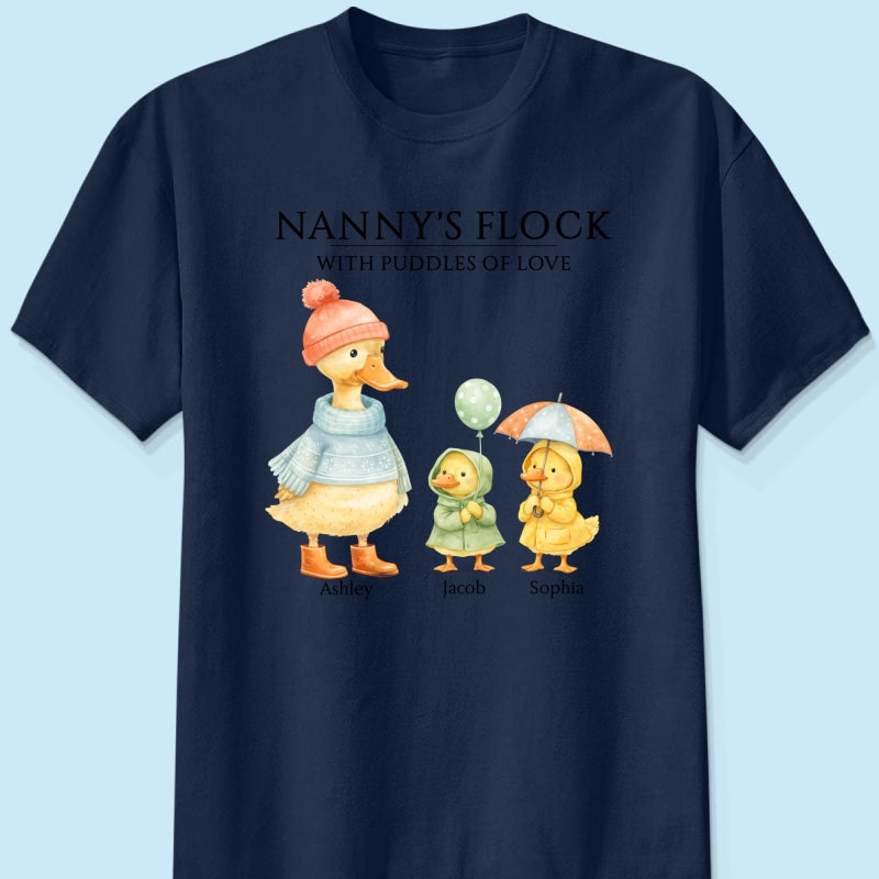 Nanny's Flock with Puddles of Love - Personalised Shirt - Gift for Grandma