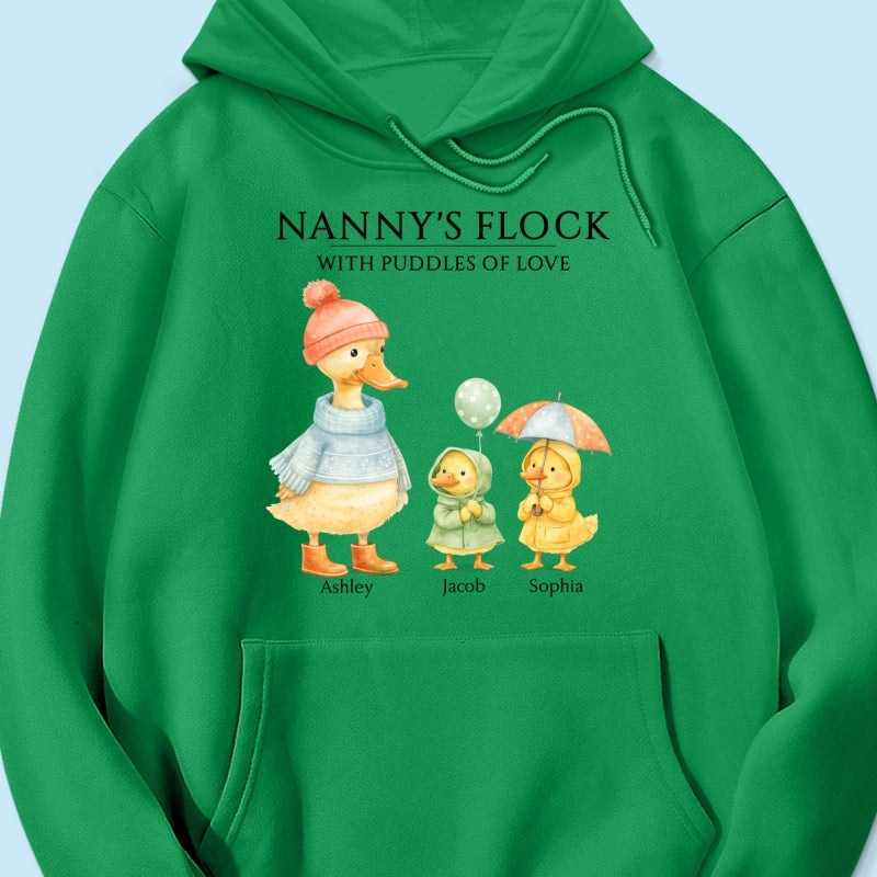 Nanny's Flock with Puddles of Love - Personalised Shirt - Gift for Grandma