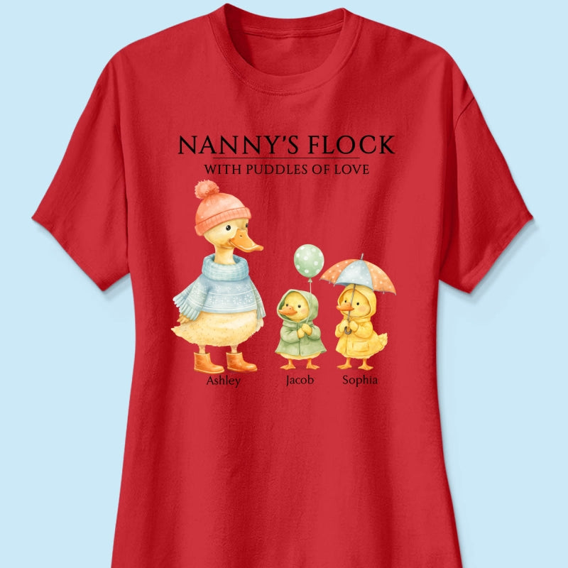 Nanny's Flock with Puddles of Love - Personalised Shirt - Gift for Grandma